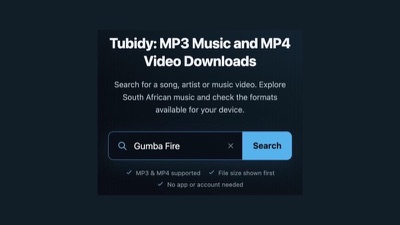 Tubidy search box in a mobile browser