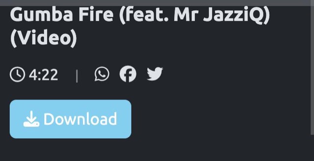 Tubidy song page on a phone showing the duration 4:22 and a blue Download button